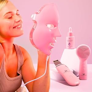 VogueNow LED face mask with 7 color light modes and bonus skincare tools for home treatment